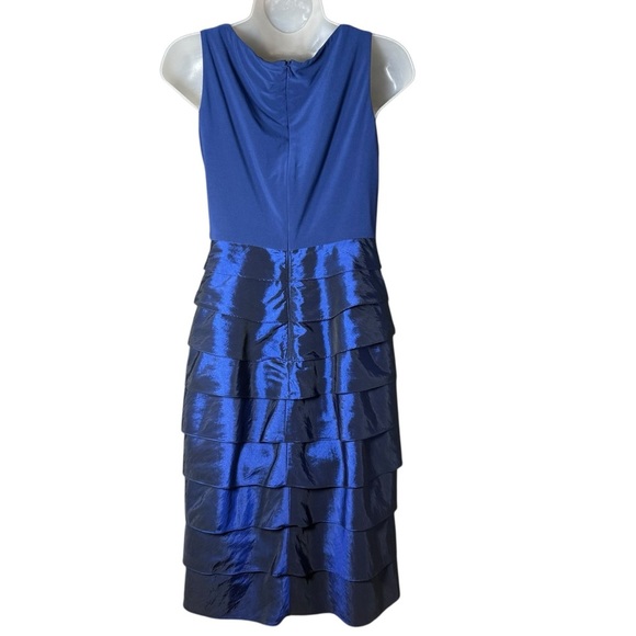 DressBarn Collection Sapphire Blue Cocktail Dress 4 Tiered Sheath Holiday Party - Picture 5 of 9